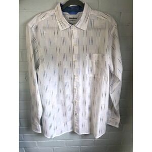 Tommy Bahama‎ Mens Florida Falls White Blue Striped Button Down Shirt L/G